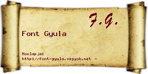 Font Gyula névjegykártya